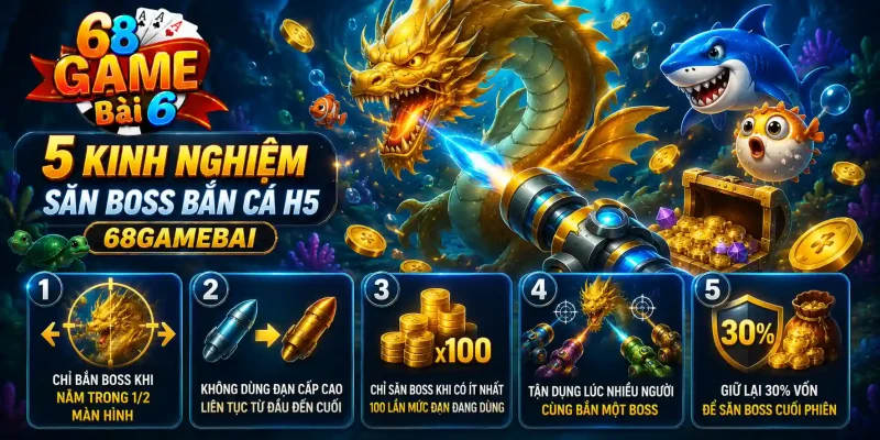 Bắn Cá H5 68gamebai: Bật Mí 5 Mẹo Săn Boss Cực Hiệu Quả Bật mí 5 kinh nghiệm săn boss bắn cá H5 68gamebai thực chiến