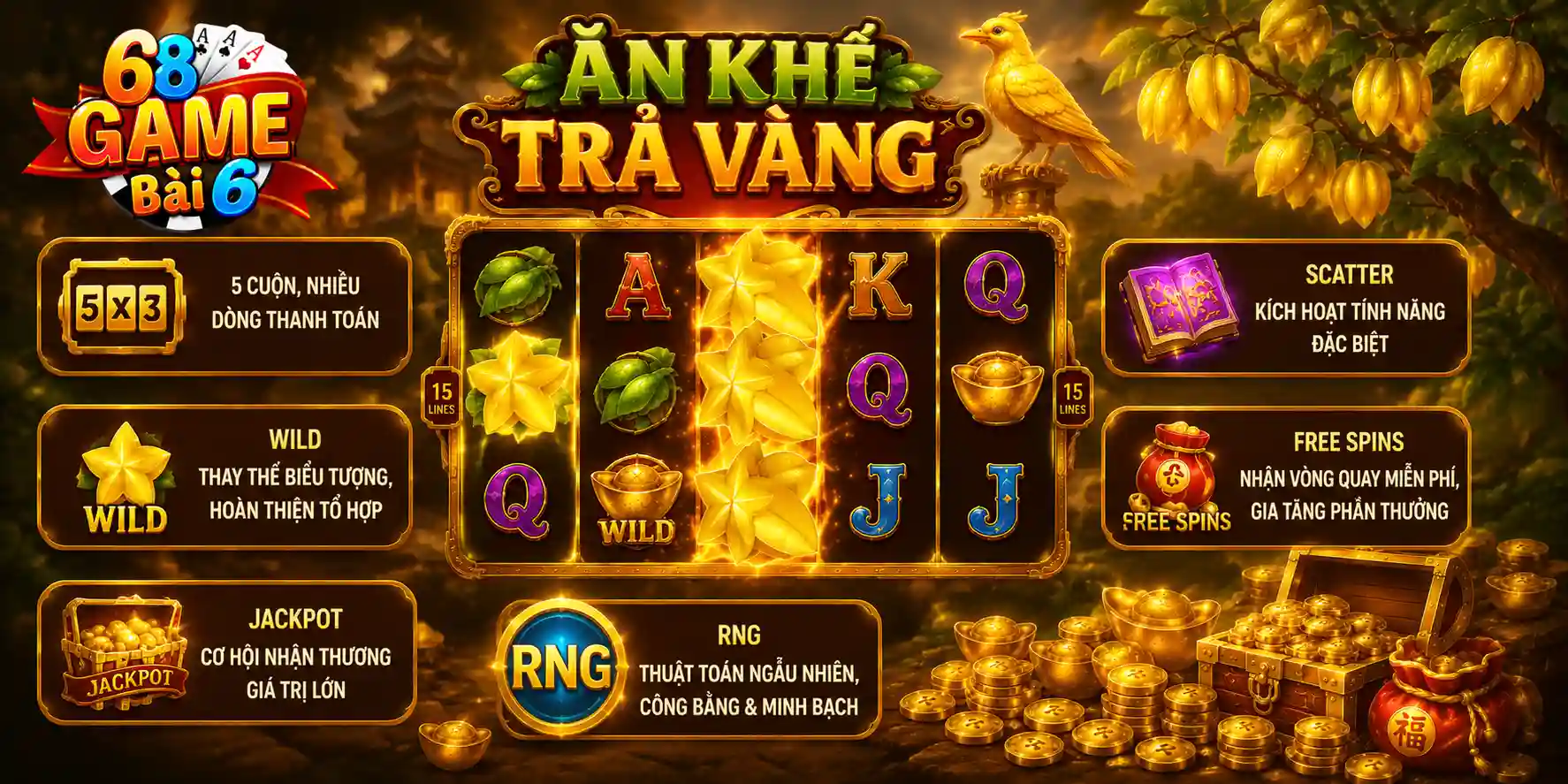 Ăn Khế Trả Vàng 68gamebai – #4 Bí Kíp Săn Jackpot Cổ Tích Khám phá cơ chế vận hành của ăn khế trả vàng 68gamebai
